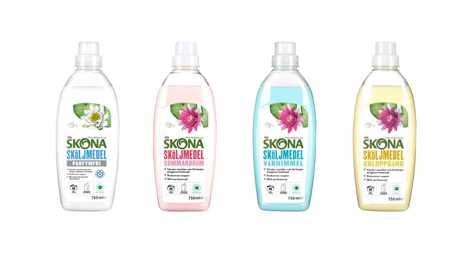Skona sköljmedel är Bra Miljöval-märkta