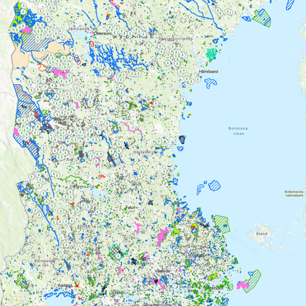 Naturskyddsföreningens stoppkarta för vindkraftverk.