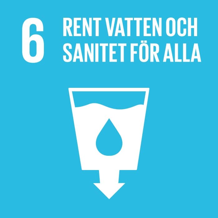 Bilden visar en symbol för mål 6 i FN:s globala mål för hållbar utveckling, som handlar om att ...