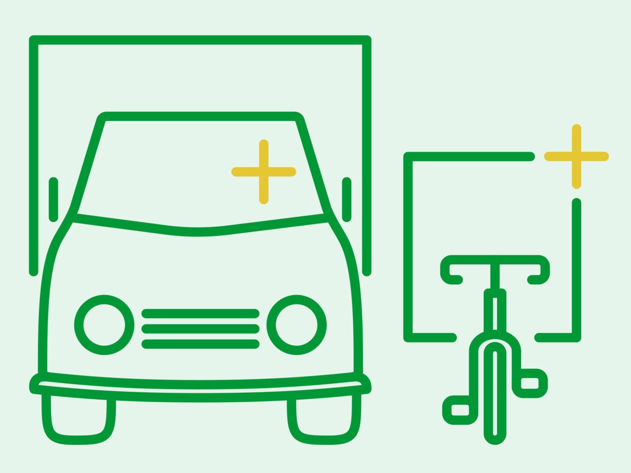 ikon, budtransporter, cykelbud, scooterbud, mopedbud, transporter, lastbil, skåpbil, miljömärkning, illustration, grön